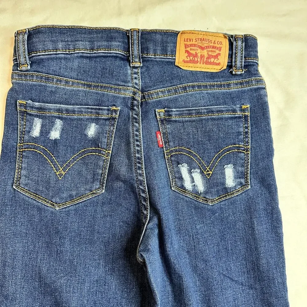 Levis Youth Girls‎ Jeans Medium 7/8 720 High Rise Super Skinny Distressed Denim